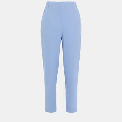 Pre-owned Ganni Polyester Tapered Pants 36 In Blue