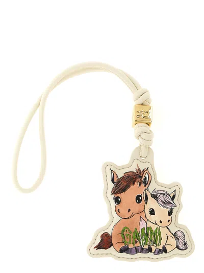 Ganni Pony Keyring In Neutral