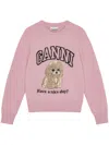 Ganni Wool Sweater With Poodle In Pink