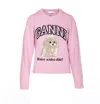 Ganni Poodle Graphic Sweater In Pink Wool Blend In Pink