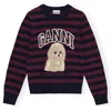 Ganni Graphic Wool Mix Poodle Stripe Crewneck Knitwear Multicolor