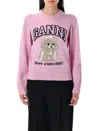 Ganni Poodle Pink Crewneck Jumper In Pink