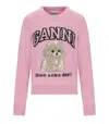 Ganni Poodle Pink Crewneck Jumper In Pink
