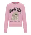 Ganni Poodle Pink Crewneck Jumper In Pink