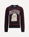 Ganni Graphic Wool Mix Poodle Stripe Sweaters And Cardigans Multicolor