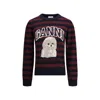 Ganni Multicolor Graphic Wool Mix Poodle Stripe Sweater In Multi