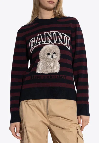 GANNI POODLE STRIPED SWEATER