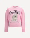 Ganni Womens Chalk Pink Poodle Logo-motif Wool-blend Knit Jumper Xs In Pink