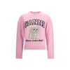 Ganni Womens Chalk Pink Poodle Logo-motif Wool-blend Knit Jumper Xs