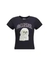 Ganni T-shirt In Cotone Ardesia   Donna In Black