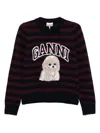 Ganni Multicolor Graphic Wool Mix Poodle Stripe Sweater In Multi