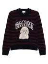 Ganni Multicolor Graphic Wool Mix Poodle Stripe Sweater In Multi