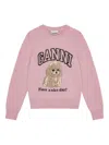 Ganni Womens Chalk Pink Poodle Logo-motif Wool-blend Knit Jumper Xs