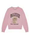 Ganni Wool Sweater With Poodle In Pink