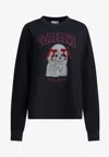 Ganni Organic Cotton Crew Neck Graphic Sweater In Black