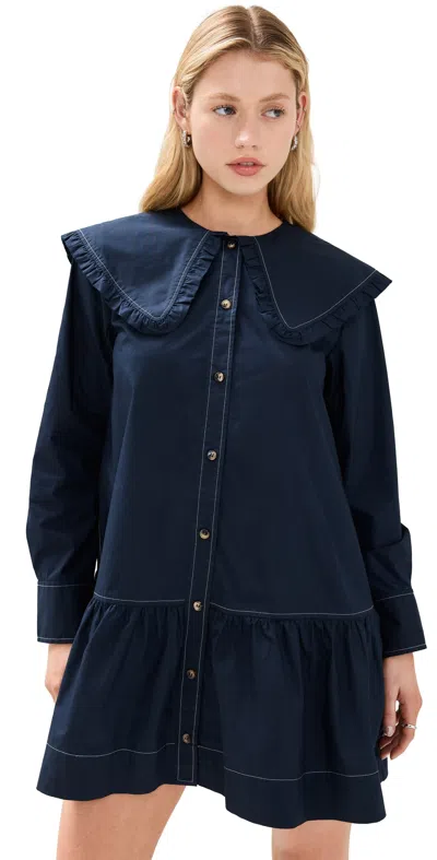 Ganni Mini Chemisier Shirt In Blue