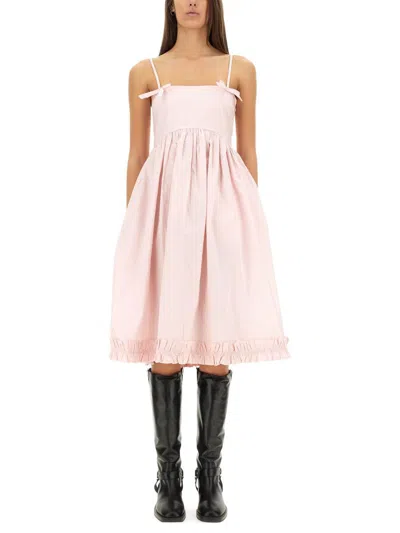 Ganni Women's Organic Cotton Mini Dress In Pink