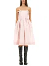 Ganni Strappy Midi Poplin Dress In Pink