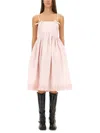 Ganni Strappy Midi Poplin Dress In Pink