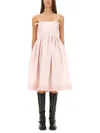 Ganni Strappy Midi Poplin Dress In Pink