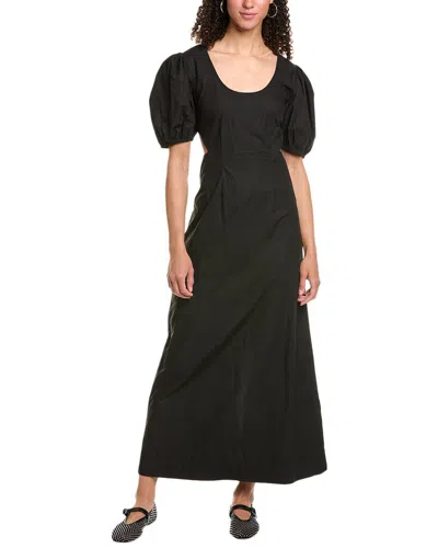 Ganni Poplin Maxi Dress In Black
