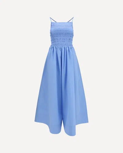 Ganni Poplin Maxi Dress In Light Blue