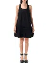 Ganni Ruffle Sleeveless Square Neck Mini Dress