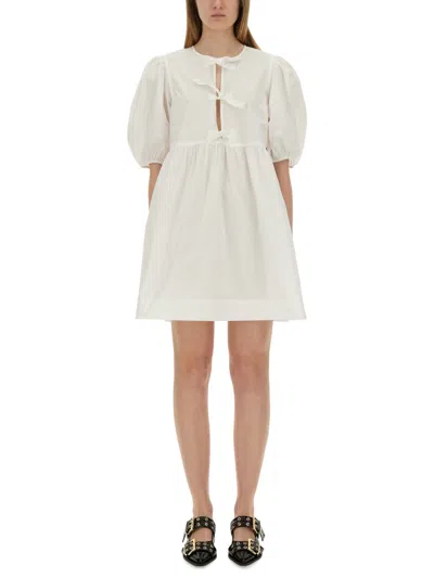 Ganni Women Poplin Mini Dress In White