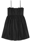 Ganni Black Sleeveless Dress With Spaghetti Straps And Bow Detail On The Rear In 黑色