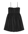 Ganni Black Sleeveless Dress With Spaghetti Straps And Bow Detail On The Rear In Black