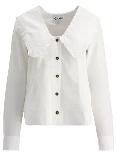 Ganni Poplin Shirt Shirts White