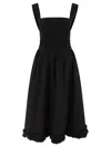 Ganni Black Cotton Poplin Midi Strap Smock Dress
