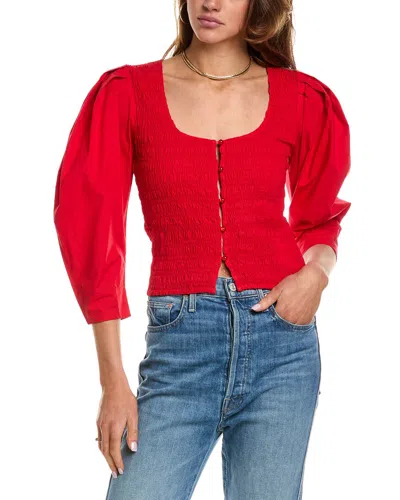 GANNI GANNI POPLIN SMOCKED BLOUSE