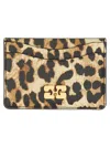 Ganni Women Card Holder With Animal Motif In Brown