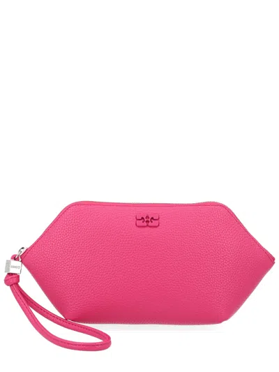 Ganni Portamonete Con Logo In Pink