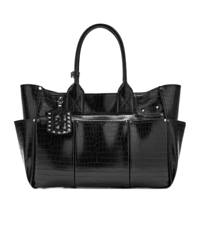 Ganni Posy Bag In Black Croco