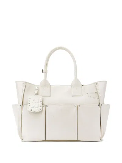 Ganni Posy Ostrich-effect Shoulder Bag In White
