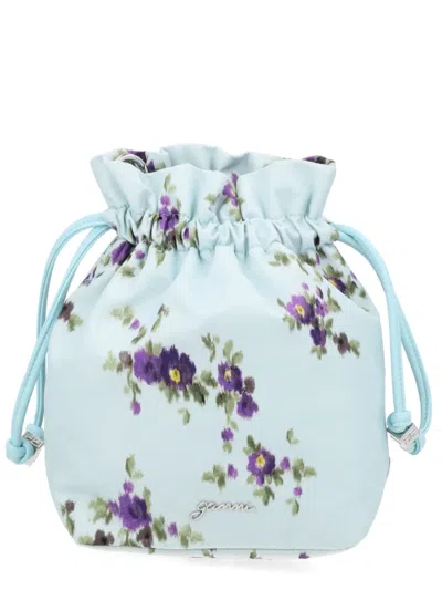 Ganni Pouch In Nylon Con Stampa In White