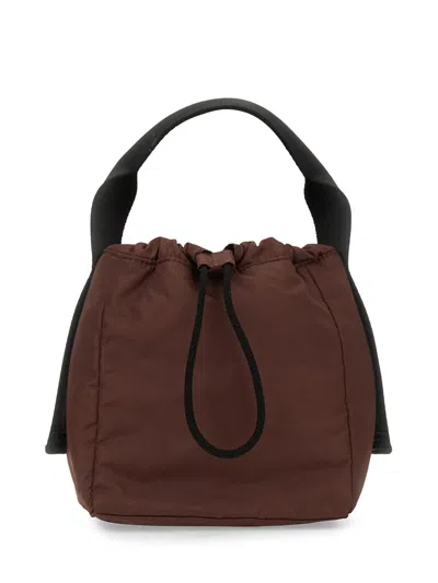 Ganni Pouchette In Technical Fabric In Brown