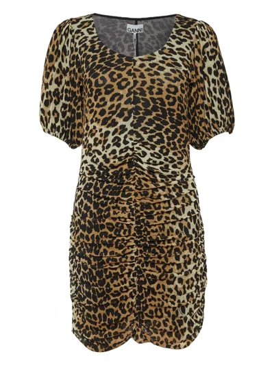 Pre-owned Ganni  Leopard-print Dress