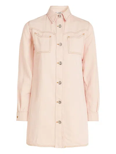 Pre-owned Ganni  Denim Mini Dress In Pink