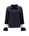 Ganni Presbourg Zip Up Jacket In Navy Blue Polyamide In Blue