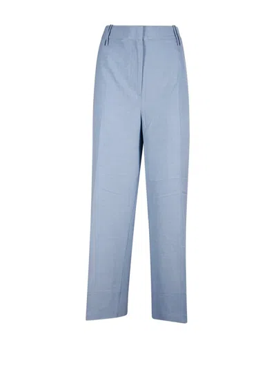 Ganni Pressed Crease Tailored Trousers In Blue