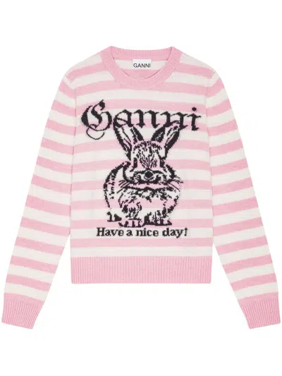 Ganni Primrose Pink Intarsia Sweater