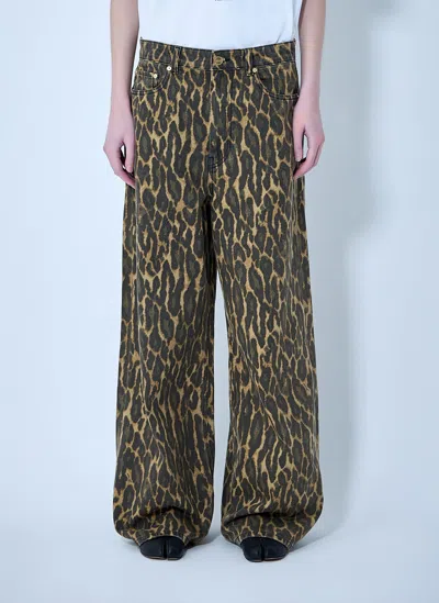 Ganni Women Print Denim Baggy Jeans In Animal Print