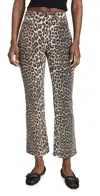 Ganni Print Denim Betzy Cropped Jeans Leopard In Leopard