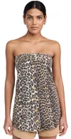 Ganni Print Denim Corsage Leopard In Leopard