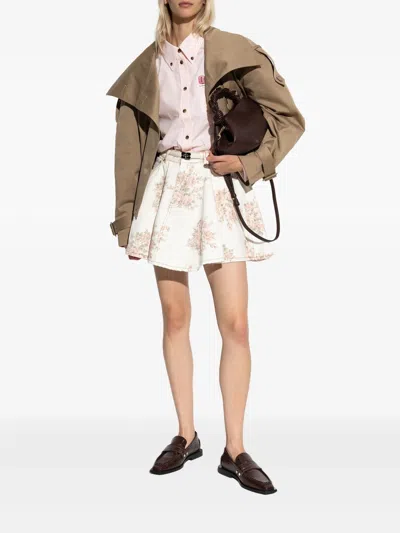 Ganni Print Denim Mini Skirt In Multi