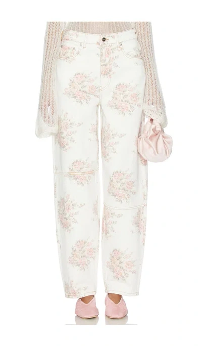 GANNI PRINT DENIM STARY STRAIGHT LEG