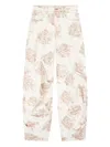Ganni Floral-print Gathered Jeans In White